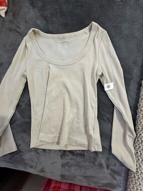 Old Navy Long Sleeve Scoop Neck Top — Taupe